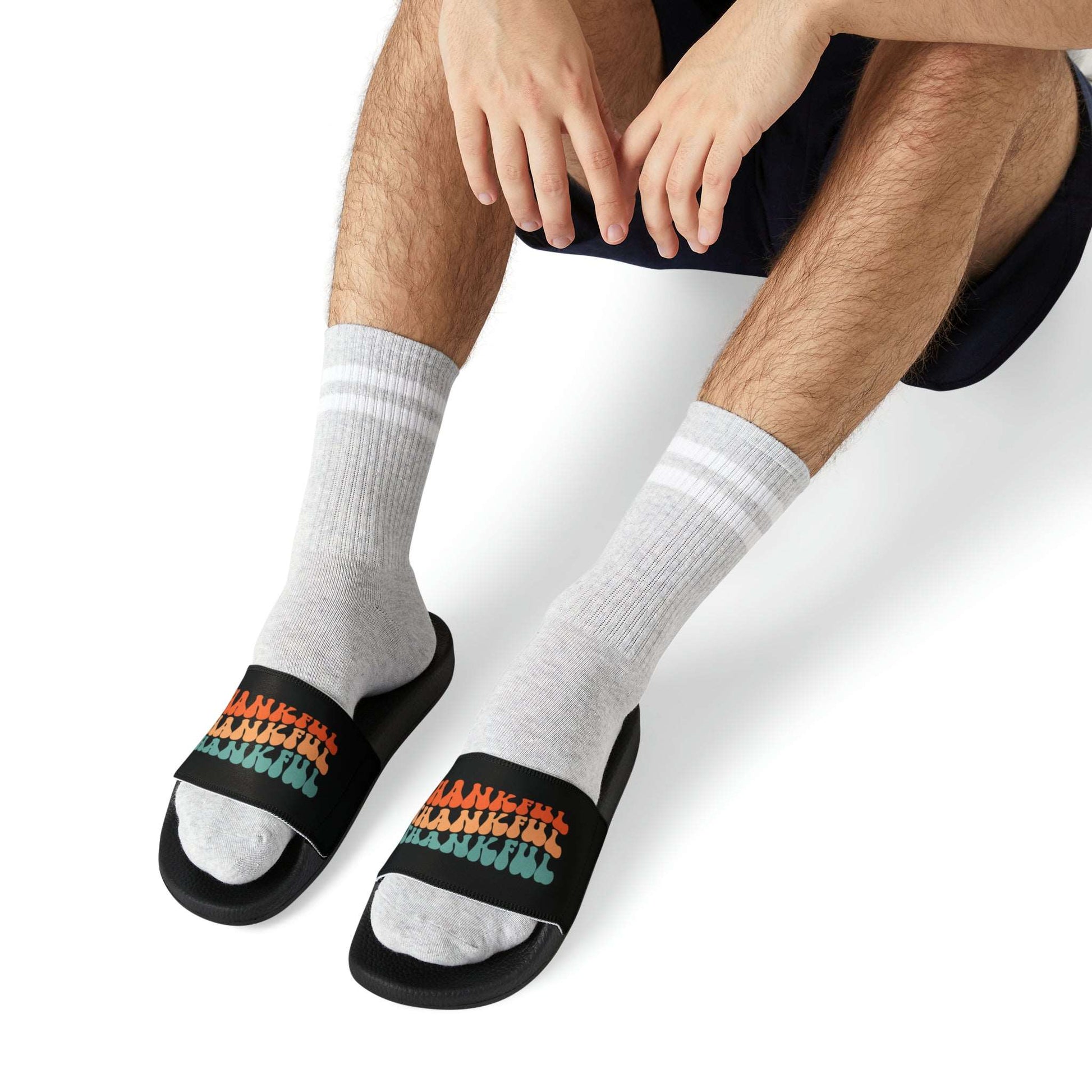 Men's PU Slide Sandals - THANKFUL