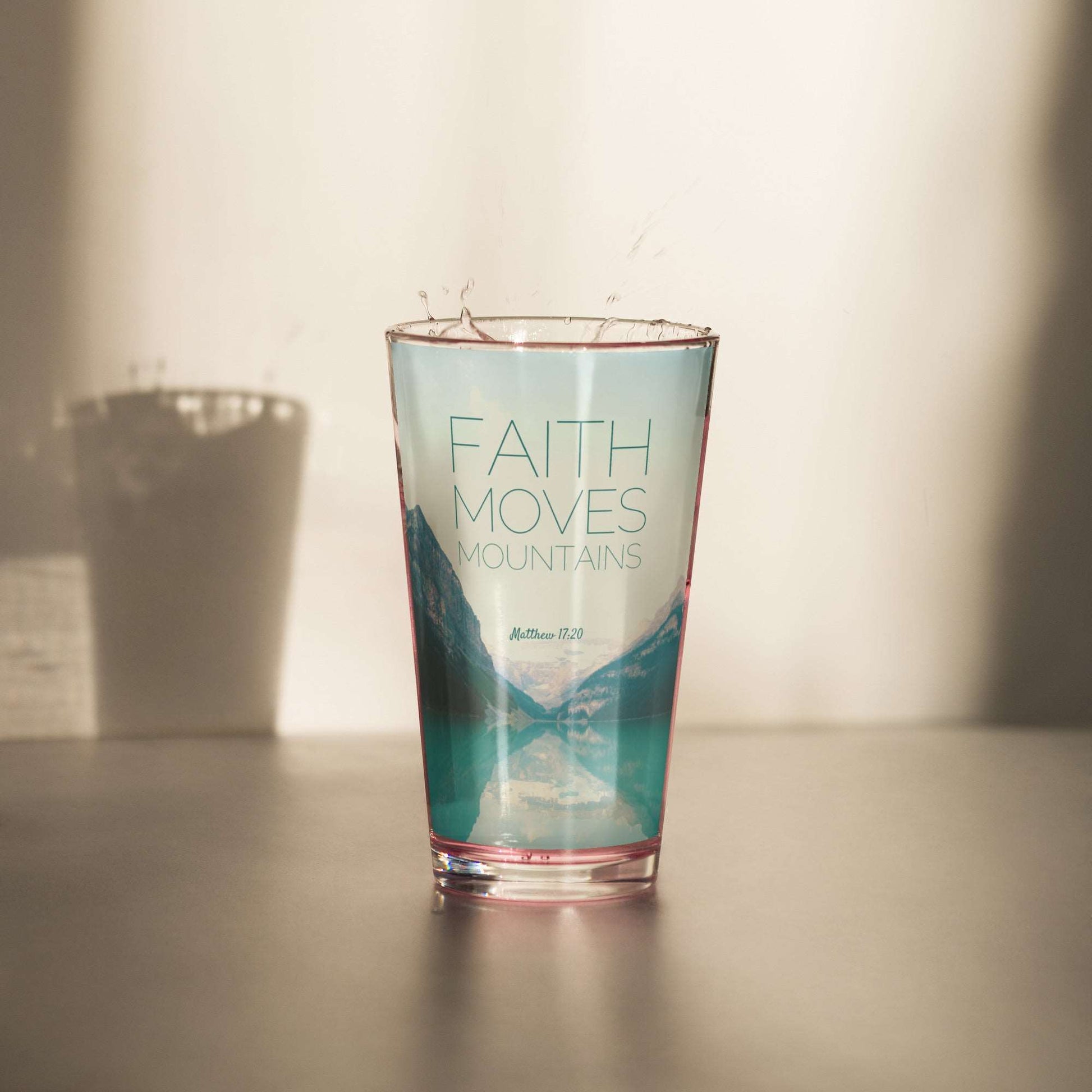 Shaker pint glass - FAITH MOVES MOUNTAINS