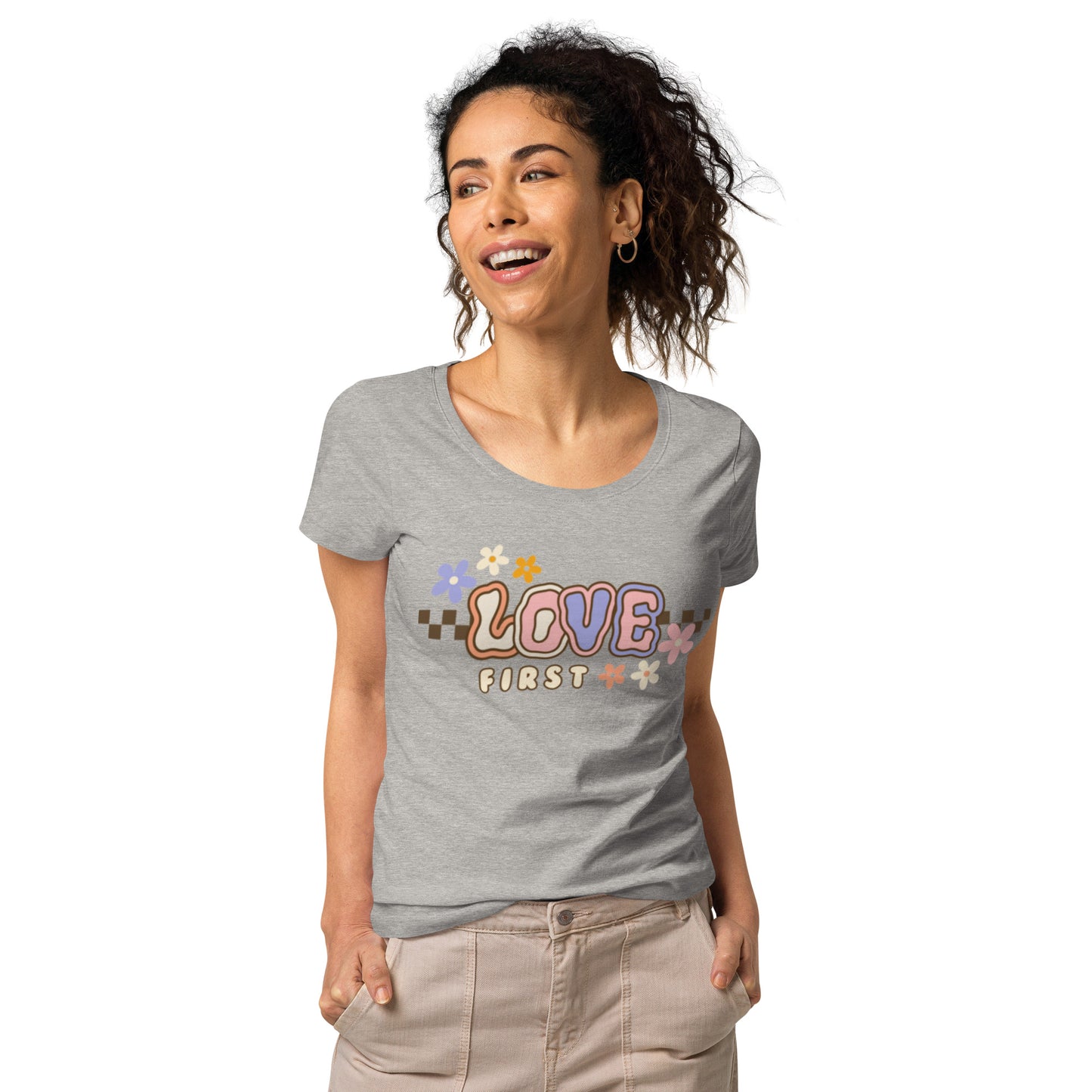 Women’s basic organic t-shirt - LOVE FIRST
