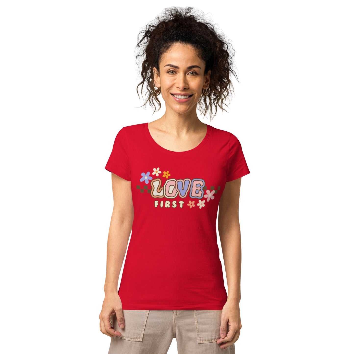 Women’s basic organic t-shirt - LOVE FIRST