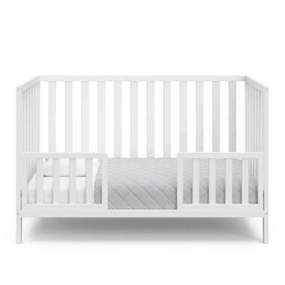 Sunset 4 in 1 Convertible Baby Crib, White Children'S Bed Wooden Bed
