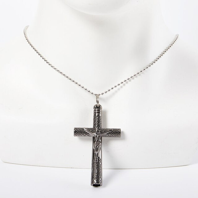 Jesus Cross Drum Key with Chain Necklace
