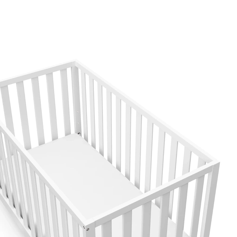 Sunset 4 in 1 Convertible Baby Crib, White Children'S Bed Wooden Bed