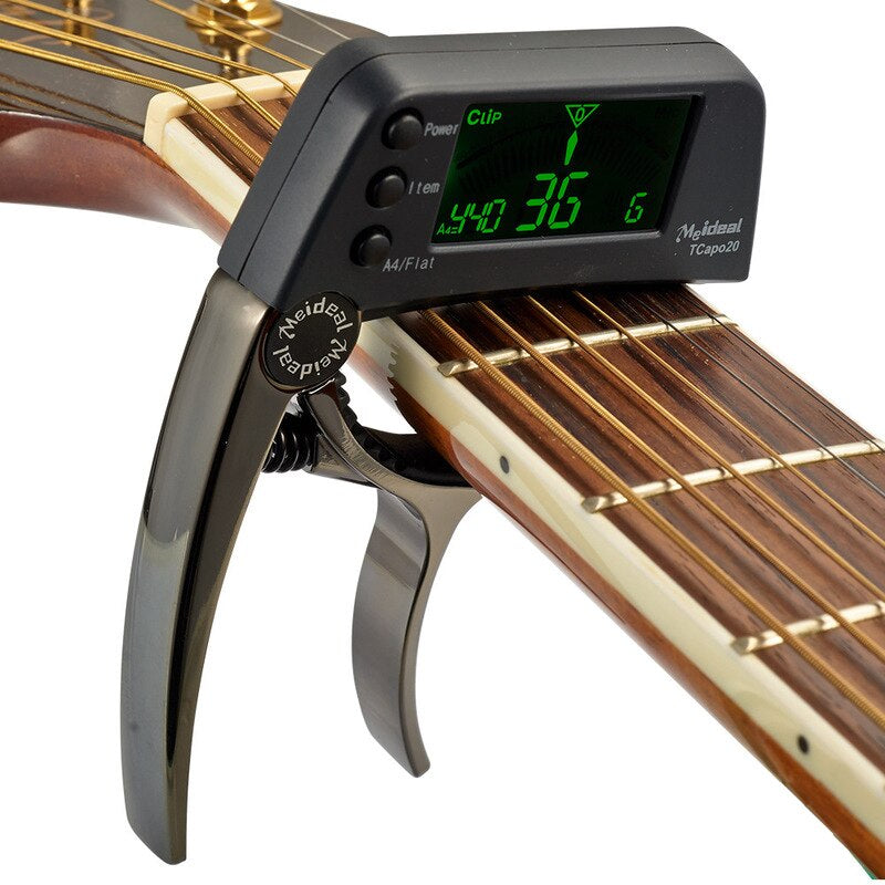 Tcapo20 Acoustic Guitar Tuner Capo Guitar Capofret 2 in 1 Capo Tuner Metal for Electric Guitar Bass Chromatic Parts