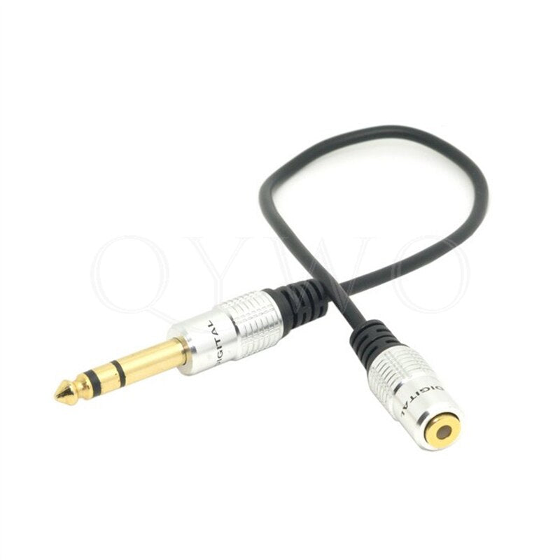 6.35Mm 1/4 Inch Stereo Plug Male to 3.5Mm Stereo Jack Female Socket Headphone Extension Cable 30Cm Large Headphone Jack Adapter
