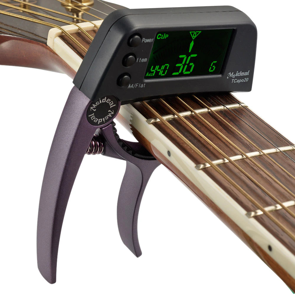 Tcapo20 Acoustic Guitar Tuner Capo Guitar Capofret 2 in 1 Capo Tuner Metal for Electric Guitar Bass Chromatic Parts
